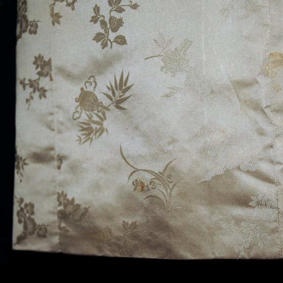 VTG Ivory Satin FloralPrint Cheongsam Sheath Dress - Picture 10 of 13